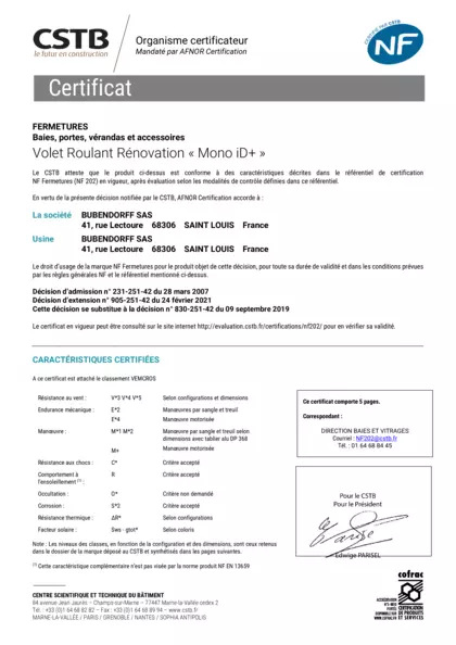 NF Fermetures MONO ID+