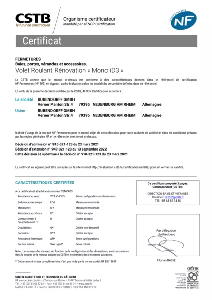 NF Fermetures MONO ID3